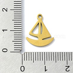 304ステンレスペンダント  レーザー切断  ヨットのチャーム  ゴールドカラー  15.5x13x1mm  穴：1mm&nbsp;STAS-C097-19G