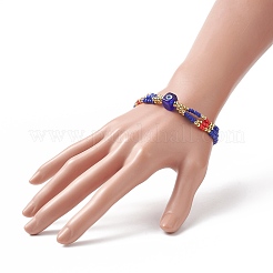 3Pcs 3 Color Evil Eye Lampwork & Glass Seed & Brass Beaded Triple Layer Multi-strand Bracelets Set for Women&nbsp;BJEW-JB09252