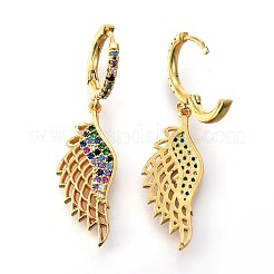 Brass Dangle Hoop Earrings&nbsp;EJEW-F190-12G