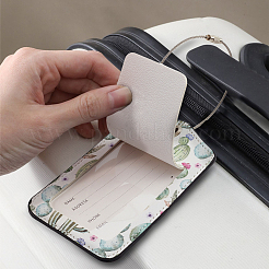 Pu レザー荷物タグ  鉄製ビス止めリング付  旅行IDラベル  スーツケース名札  長方形  サボテン模様  180mm&nbsp;AJEW-WH0317-44C
