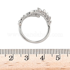 Brass Micro Pave Cubic Zirconia Cuff Rings for Women&nbsp;RJEW-D322-05P