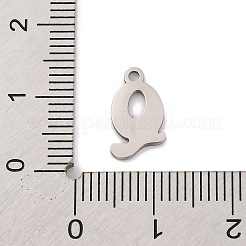 変色しない201ステンレススチールチャーム  レーザー切断  レターチャーム  文字Q  12x7.5x1mm  穴：1.2mm&nbsp;STAS-U016-01P-Q