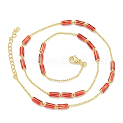 Brass Enamel Column Link Chain Necklaces&nbsp;NJEW-H039-05G-02