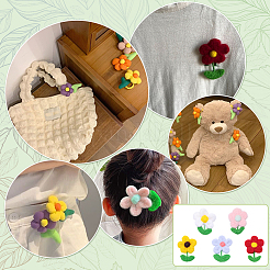 5個 5色 ハンドメイド ウールフェルト オーナメント  DIY子供用ヘアゴム  服装アクセサリー  花  ミックスカラー  72~75x55~56x14~15mm  1pc /カラー&nbsp;DIY-PH0034-68