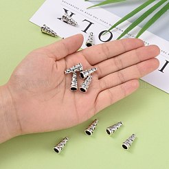 チベットスタイルの合金ビーズコーン  カドミウムフリー＆鉛フリー  アンティークシルバー  18x8x8mm  穴：1mm&nbsp;X-TIBEB-00821-AS-R
