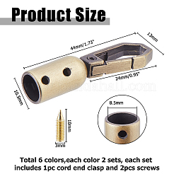 12セット6色の合金製サスペンションクラスプ  コラム  ミックスカラー  44mm  2セット/カラー&nbsp;FIND-HS0002-28