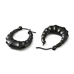 イオンプレーティング（IP）304ステンレススチールティアドロップフープピアス（女性用）  電気泳動黒  25.5x20x4mm  ピン：0.8mm&nbsp;EJEW-G293-12EB
