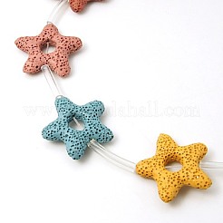 天然溶岩岩ビーズ連売り  染め  スター  ミックスカラー  33~35x7~8mm  穴：2mm&nbsp;G671-13