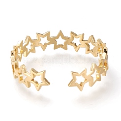 Brass Micro Pave Clear Cubic Zirconia Cuff Bangles&nbsp;BJEW-F411-04G