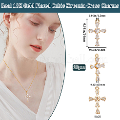 10Pcs Brass Clear Cubic Zirconia Pendants&nbsp;KK-BBC0015-95