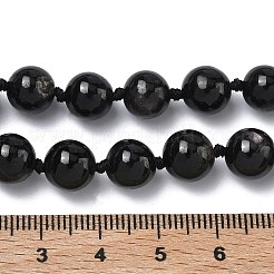 天然ブラックシルバーラインジャスパービーズ連売り  ラウンド  9mm  穴：0.8mm  約40個/連  16.34''（41.5センチメートル）&nbsp;G-L650-K01-01