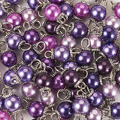 70Pcs 7 Colors Glass Pearl Round Connector Charms&nbsp;PALLOY-TA00267