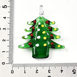 手作りランプワークペンダント  凹凸のあるクリスマスツリーのチャーム  グリーン  43~49x36~38x10~11mm  穴：5~5.5x4~6mm&nbsp;LAMP-T023-12C