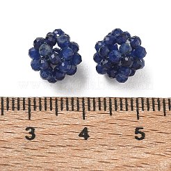 天然ソーダライトの織りビーズ  クラスタビーズ  多面カット  ラウンド  9~9.5mm  穴：1.6mm&nbsp;GG-CBA2E9C-F09-02