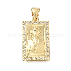 Brass Micro Pave Clear Cubic Zirconia Pendants&nbsp;KK-D431-026G
