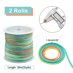 2ロールセグメント染色ポリエステル糸  編組コード  カラフル  1.5mm  約32.81ヤード（30m）/ロール  2roll /セット&nbsp;NWIR-PH0001-95