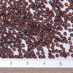 MIYUKIラウンドロカイユビーズ  日本製シードビーズ  11/0  （rr4503)透明炎赤いピカソ  11/0  2x1.3mm  穴：0.8mm  約1100PCS /ボトル  10 G /ボトル&nbsp;SEED-JP0008-RR4503