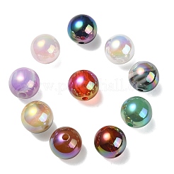 UVメッキレインボー虹色アクリルビーズ  ラウンド  ミックスカラー  15.5x15mm  穴：2.7mm&nbsp;PACR-E001-03