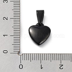 イオンプレーティング（IP）304ステンレスペンダント  膨らんだ心  ブラック  13x11x4mm  穴：3x7.5mm&nbsp;STAS-I127-007B-01