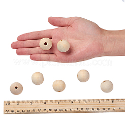 Natural Unfinished Wood Beads&nbsp;WOOD-S651-25mm-LF