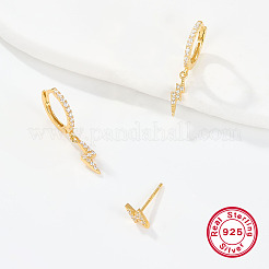 3 Pair 3 Style Cubic Zirconia Lighting Dangle Hoop Earrings & Stud Earrings&nbsp;EJEW-F317-35G