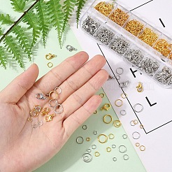 DIYジュエリーセット  鉄の丸カンと亜鉛合金のロブスタープロングクラスプ付き  プラチナ·ゴールデン  130x50x15mm&nbsp;DIY-YW0001-47