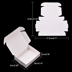 クラフト紙ギフトボックス  配送ボックス  折りたたみボックス  長方形  ホワイト  8x6x2cm&nbsp;X-CON-K003-03A-02