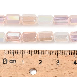 電気メッキガラスビーズ連売り  コラム  多面カット  桃パフ  9x5mm  穴：1.2mm  約40~42個/連  37~39cm&nbsp;EGLA-P067-01A-02
