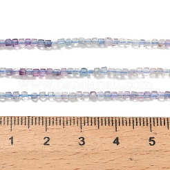 天然石蛍石ビーズ連売り  ファセットテーブルカットキューブビーズ  2.5x2.5x2.5mm  穴：0.5mm  約183個/連  15.63インチ（39.7cm）&nbsp;G-L634-D07-2.5x2.5mm