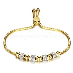Adjustable 304 Stainless Steel Crystal Rhinestone Beads Slider Bracelets&nbsp;WGA9DD2-01
