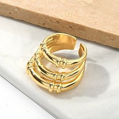女性用真鍮トリプルカフリング  カドミウムフリー＆ニッケルフリー＆鉛フリー  18KGP本金メッキ  15mm&nbsp;RJEW-U041-15G