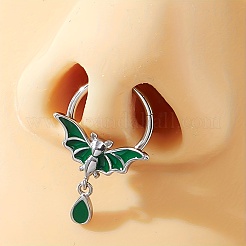 Gothic 316 Surgical Stainless Steel Enamel Green Bat Nose Ring with Drop Charms for Men and Women Party Jewelry&nbsp;YQ2645