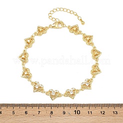 Brass Micro Pave Clear Cubic Zirconia Link Chain Bracelets for Women&nbsp;BJEW-A090-09C-G