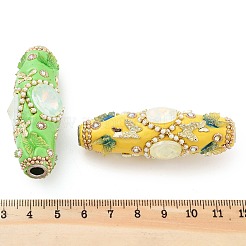 手作りのインドネシアビーズ  鉄と  absプラスチック  樹脂とガラス  長楕円形  ミックスカラー  60x22mm  穴：5mm&nbsp;FIND-Q106-24