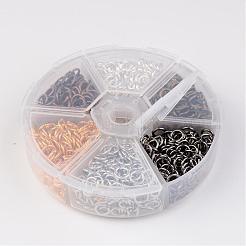 真鍮製オープン丸カン1箱  ラウンド  ミックスカラー  18ゲージ  6x1mm  内径：4mm  約120g/ボックス&nbsp;KK-JP0007-6mm