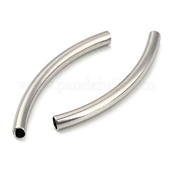 変色しない304ステンレススチールチューブビーズ  カーブチューブ  ステンレス鋼色  30x2.5mm  穴：2mm&nbsp;STAS-B047-27K-P