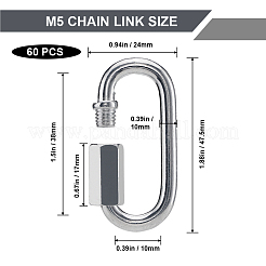 炭素鋼ロックカラビナ  オーバル  ステンレス鋼色  47.5x24x10mm  内径：38x10mm&nbsp;STAS-WH0027-107