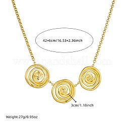 304ステンレススチール製スパイラルペンダントビブネックレス（女性用）  ゴールドカラー  花  16.54インチ（42cm）  ペンダント：30mm&nbsp;WG31207-04