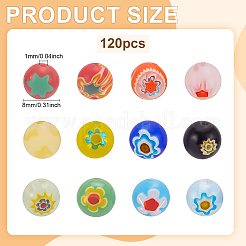 120Pcs Handmade Millefiori Glass Round Beads&nbsp;LAMP-ME0001-10