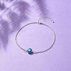 Enamel Evil Eye Link Anklet with 304 Stainless Steel Rolo Chains for Women&nbsp;AJEW-AN00495