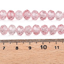 透明ガラスビーズ連売り  ファセット（32ファセット）  ロンデル  ピンク  10x7.5mm  穴：1.4mm  約60~61個/連  46~48cm&nbsp;X-GLAA-T023-10mm-A08