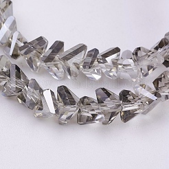 電気メッキガラスビーズセット  パール光沢メッキ  多面カット  三角形  濃いグレー  4.5x5x6mm  穴：1mm  約100個/連  13.7インチ（35cm）&nbsp;EGLA-J146-6mm-PL01
