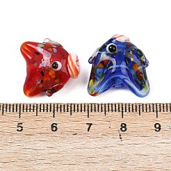手作りランプワークビーズ  魚  ミックスカラー  17~19x19~21x10~11mm  穴：1.4mm&nbsp;LAMP-T023-16M