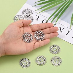 チベットスタイルフィリグリーのジョイナのリンク  無鉛の  花  アンティークシルバー  29x1mm  穴：1.2mm&nbsp;X-TIBE-A11623-AS-LF