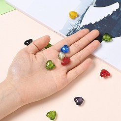 手作り銀箔ガラスベネチアンビーズ  母の日ギフト作りに  ハート  ミックスカラー  15x15mm  穴：1~2mm&nbsp;SLH15MMY-1