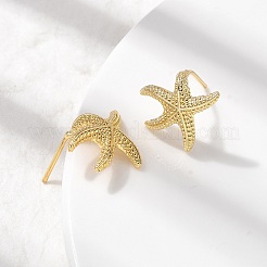 Brass Starfish Stud Earrings&nbsp;EJEW-K318-05B-G