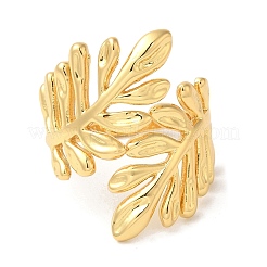 Leaf Brass Open Cuff Rings&nbsp;RJEW-U008-48G