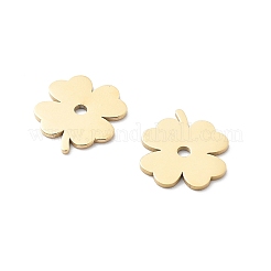 304ステンレススチールチャーム  クローバーチャーム  イオンプレーティング（ip）  14KGP本金メッキ  14x14x1mm  穴：1.8mm&nbsp;STAS-M111-02G