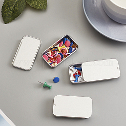 空のスライドトップブリキボックス  リップクリーム用  工芸  長方形  銀  6x3.4x1.2cm&nbsp;CON-WH0076-74S