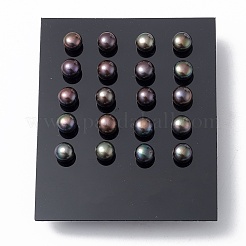 ナチュラルパールイヤースタッズ  女性用 304 ステンレス ピン イヤリング  ラウンド  ダークスレートブルー  16.5~17x7mm  ピン：0.7mm&nbsp;EJEW-P223-01C-P01